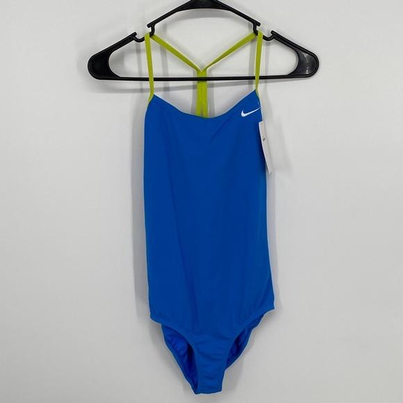 Nike Vibrant Blue Swimsuit with Neon Yellow/Green Straps NWT Size XL - Picture 1 of 9